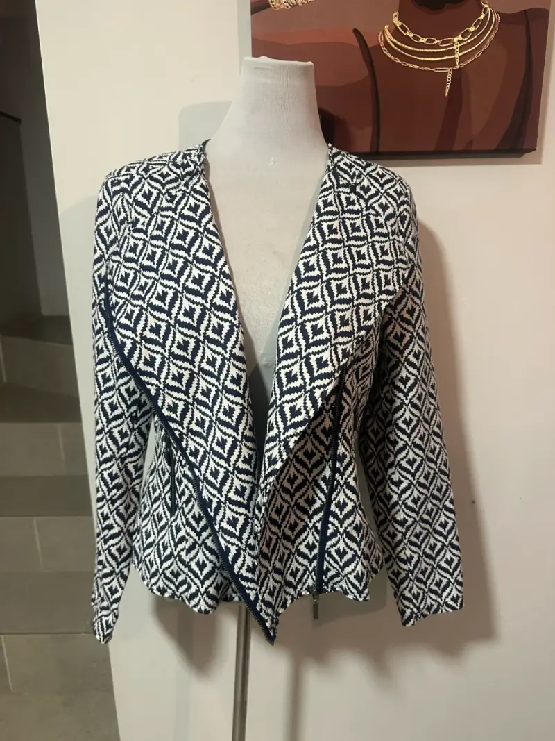 🖤Chaqueta estampada blanco y negro estilo casual🖤 - 3