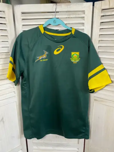 Camiseta de rugby Asics verde y amarilla - miniatura 1