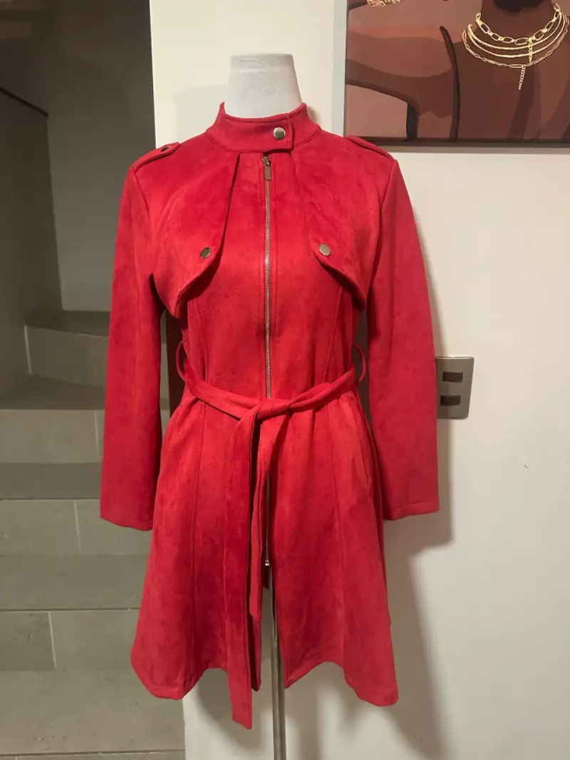 🖤Abrigo rojo delgado de gamuza con cierre🖤 - 2