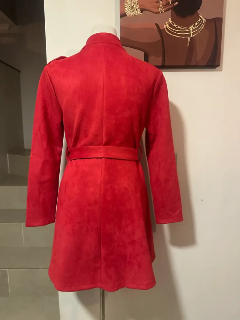 🖤Abrigo rojo delgado de gamuza con cierre🖤 - 3