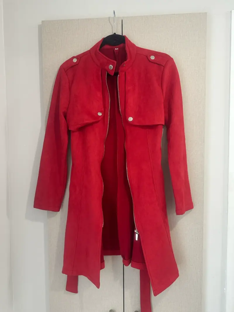🖤Abrigo rojo delgado de gamuza con cierre🖤 - 6