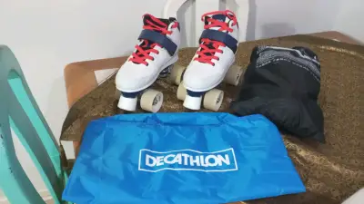 Patines de cuatro ruedas Decathlon blancos - miniatura 1