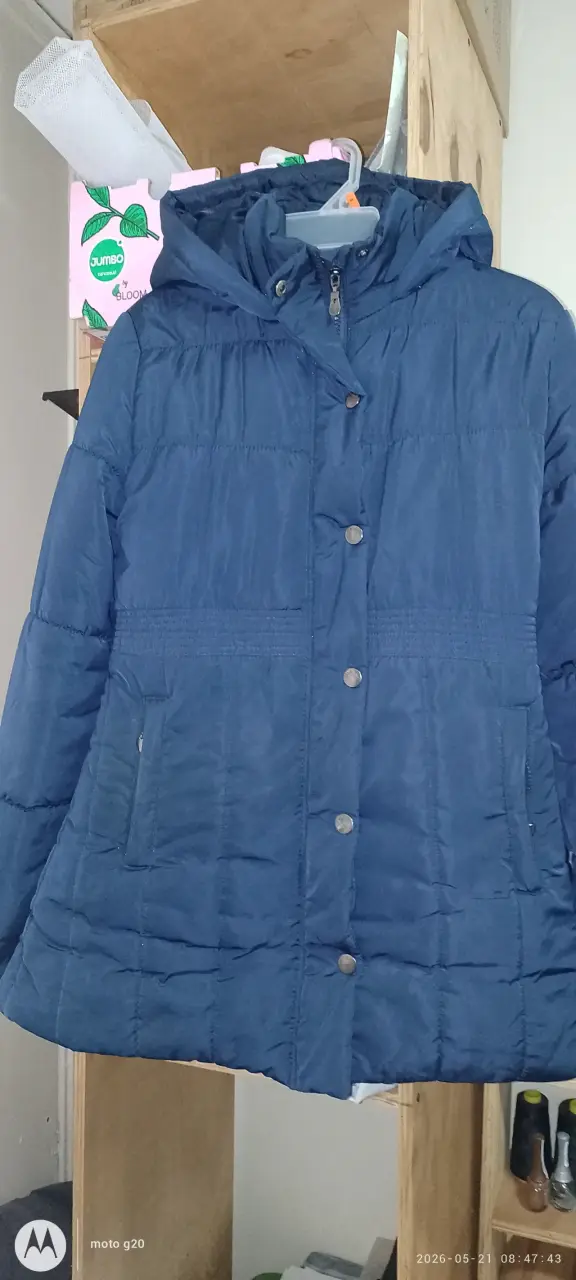Abrigo azul con capucha para mujer - 2