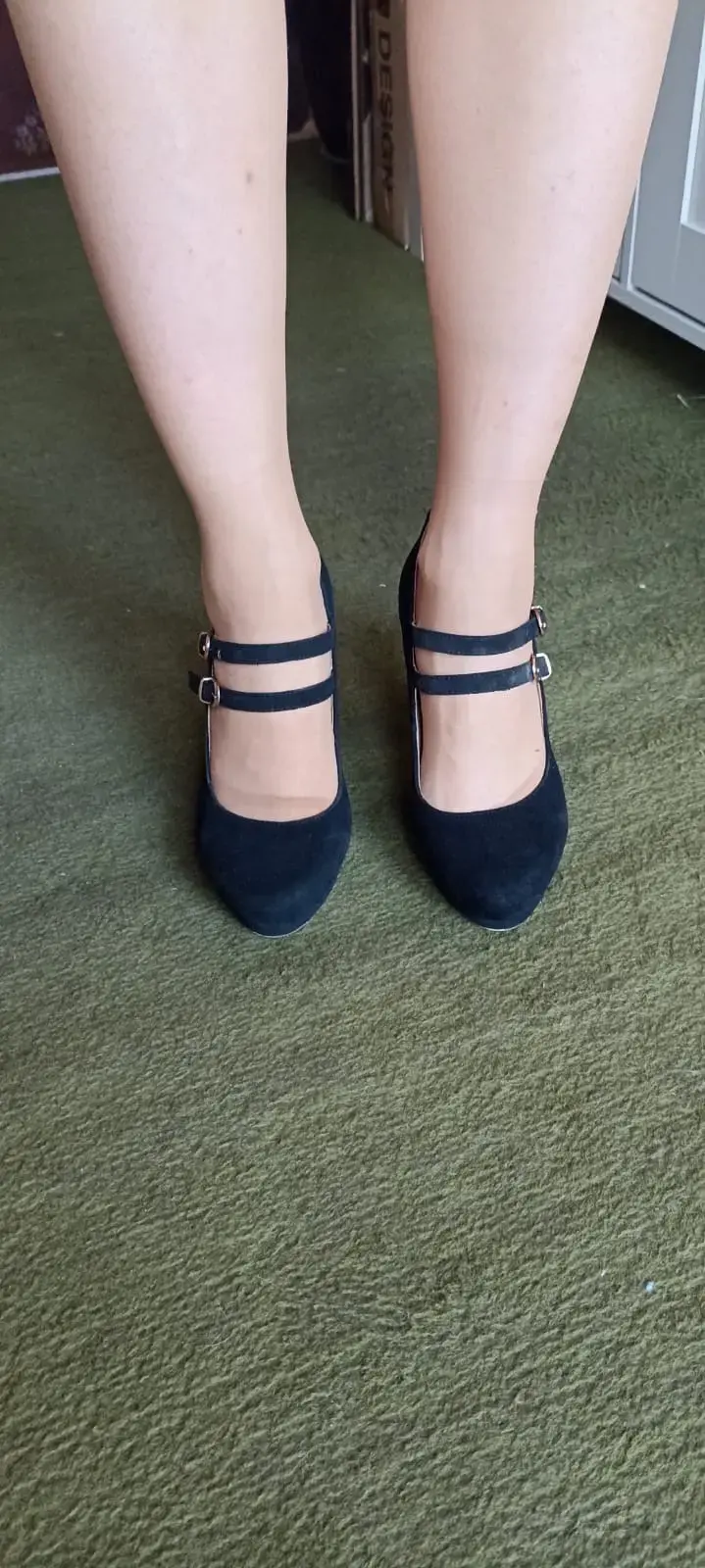 Zapatos de tacón negro con doble correa - 2