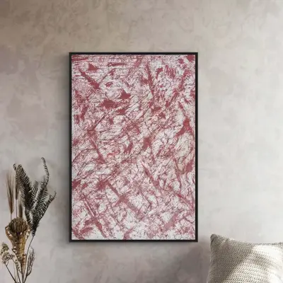 Cuadro abstracto en tonos rojos y blancos - miniatura 1