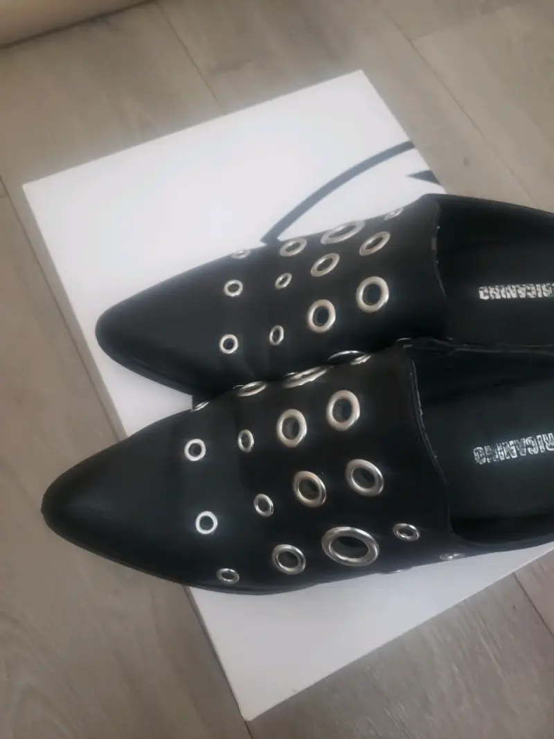 Zapatos de cuero negro con ojales metálicos t/39 - 3