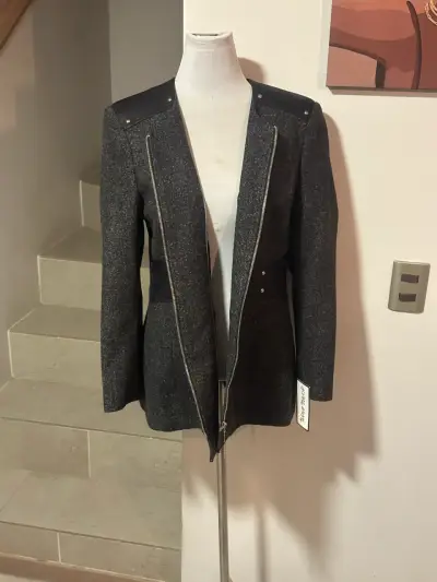 🖤Abrigo o blazer largo gris🖤 - miniatura 3