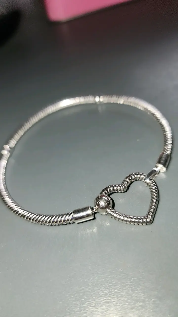 Pulsera de plata con dije de corazón - 2