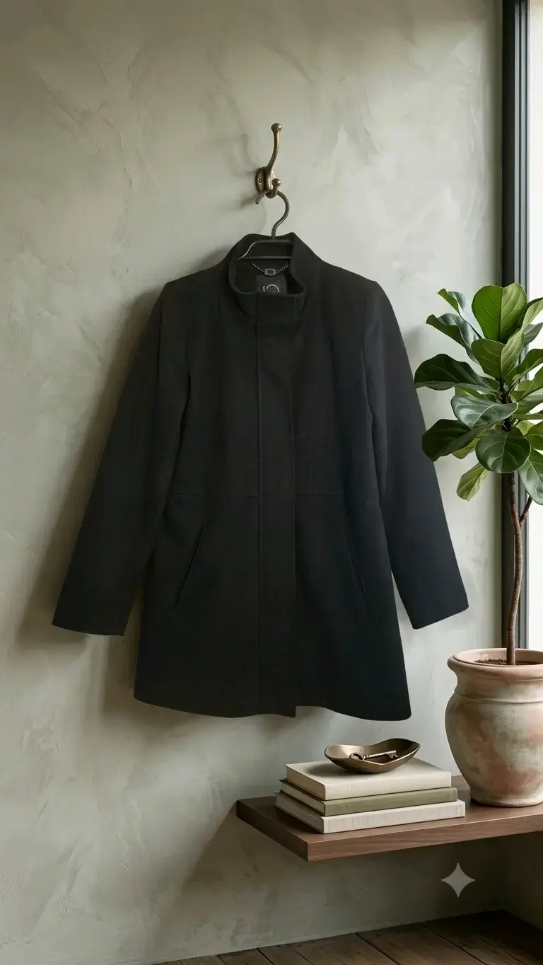 Abrigo negro elegante para mujer - 1