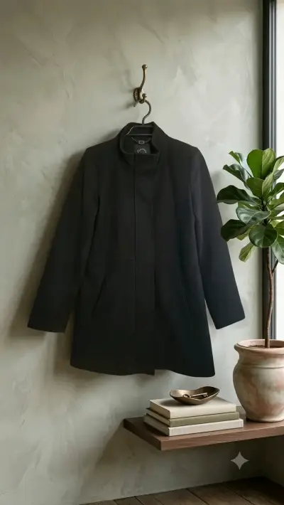 Abrigo negro elegante para mujer - miniatura 1