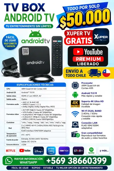 TV Box Android TV con Xuper TV Gratis - miniatura 1