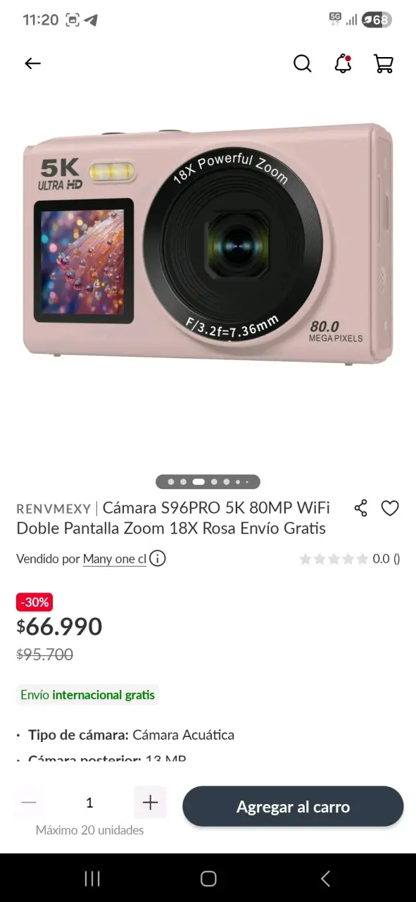 Cámara Renvmexy S96PRO 5K 80MP blanco