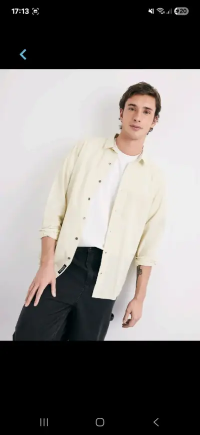 Camisa beige de manga larga para hombre - miniatura 1