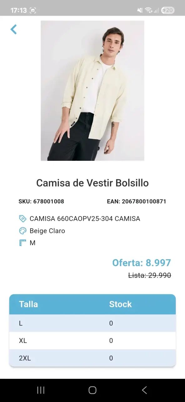 Camisa beige de manga larga para hombre - 2