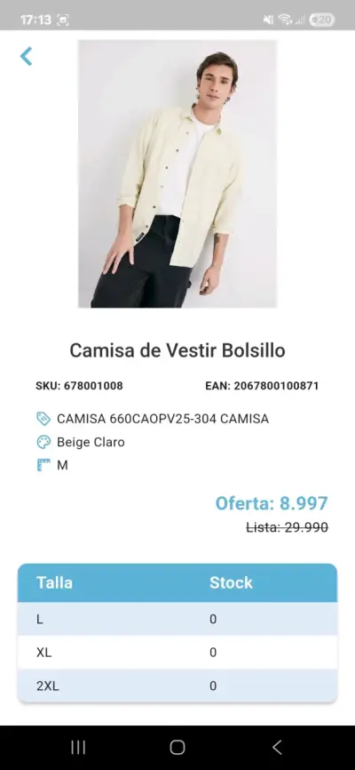 Camisa beige de manga larga para hombre - miniatura 2