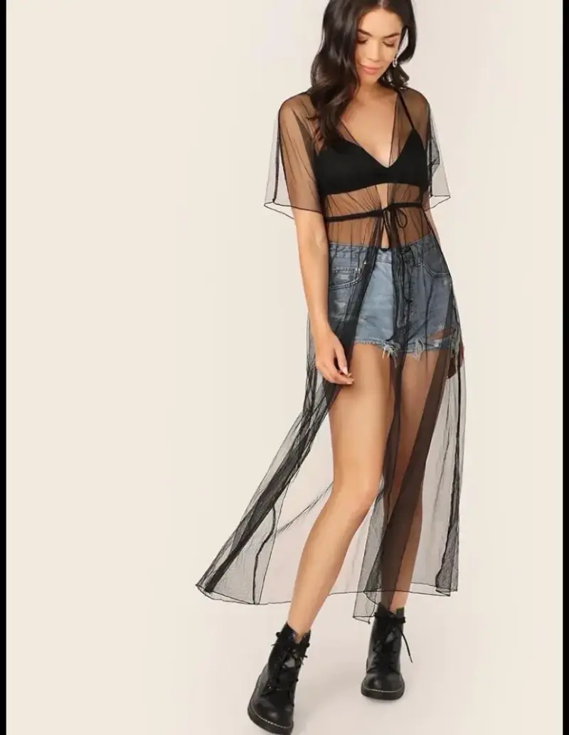 Vestido transparente negro elegante - 4