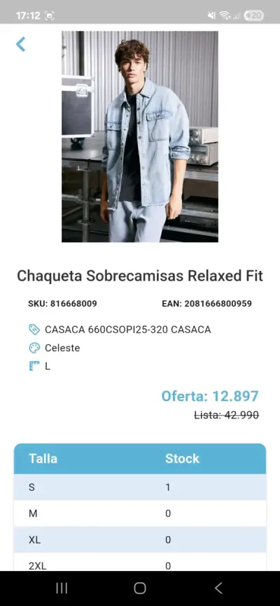 Chaqueta de mezclilla azul claro para hombre - miniatura 2