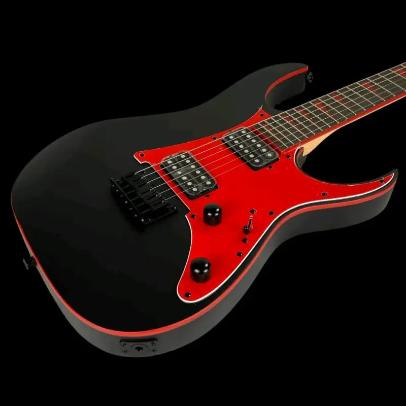 Guitarra eléctrica negra con detalles rojos - 5