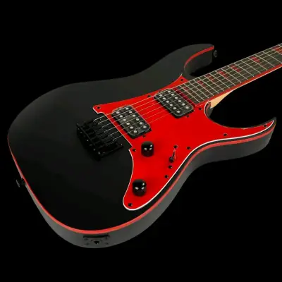 Guitarra eléctrica negra con detalles rojos - miniatura 5