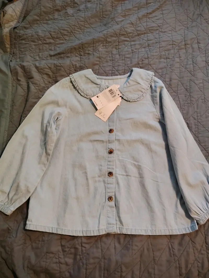 Chaleco polar rosa para niña con camisa - 3