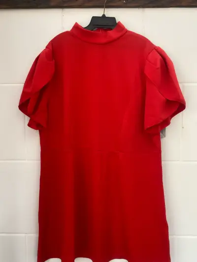 Vestido rojo elegante de manga corta - miniatura 2