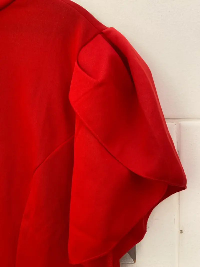 Vestido rojo elegante de manga corta - 3