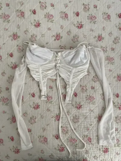 top corset blanco con mangas - miniatura 1