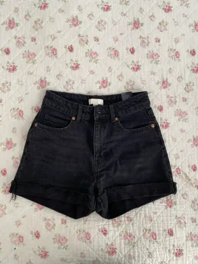 shorts de mezclilla negros h&m - miniatura 1