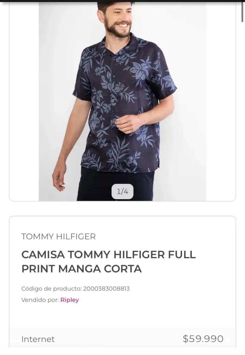 Camisa Tommy Hilfiger floral azul - 4