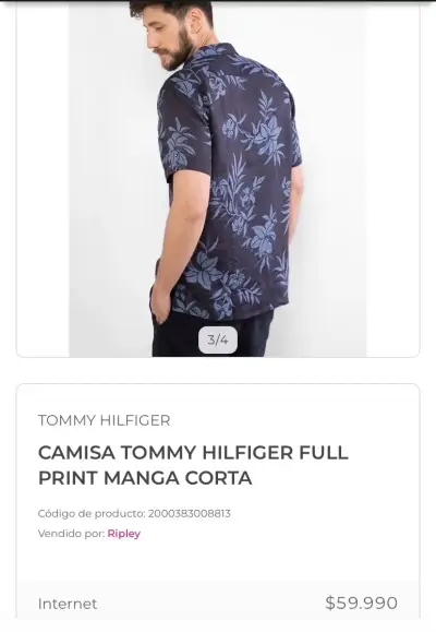 Camisa Tommy Hilfiger floral azul - miniatura 6