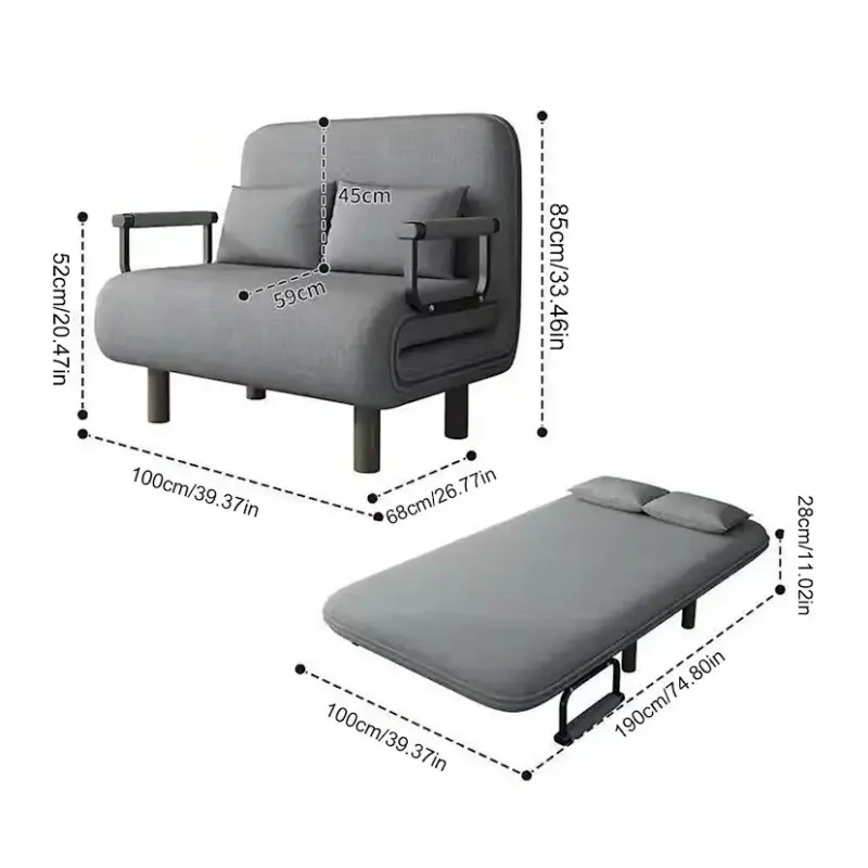 Sofá cama gris 1 plaza - 3
