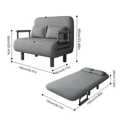 Sofá cama gris 1 plaza - miniatura 3