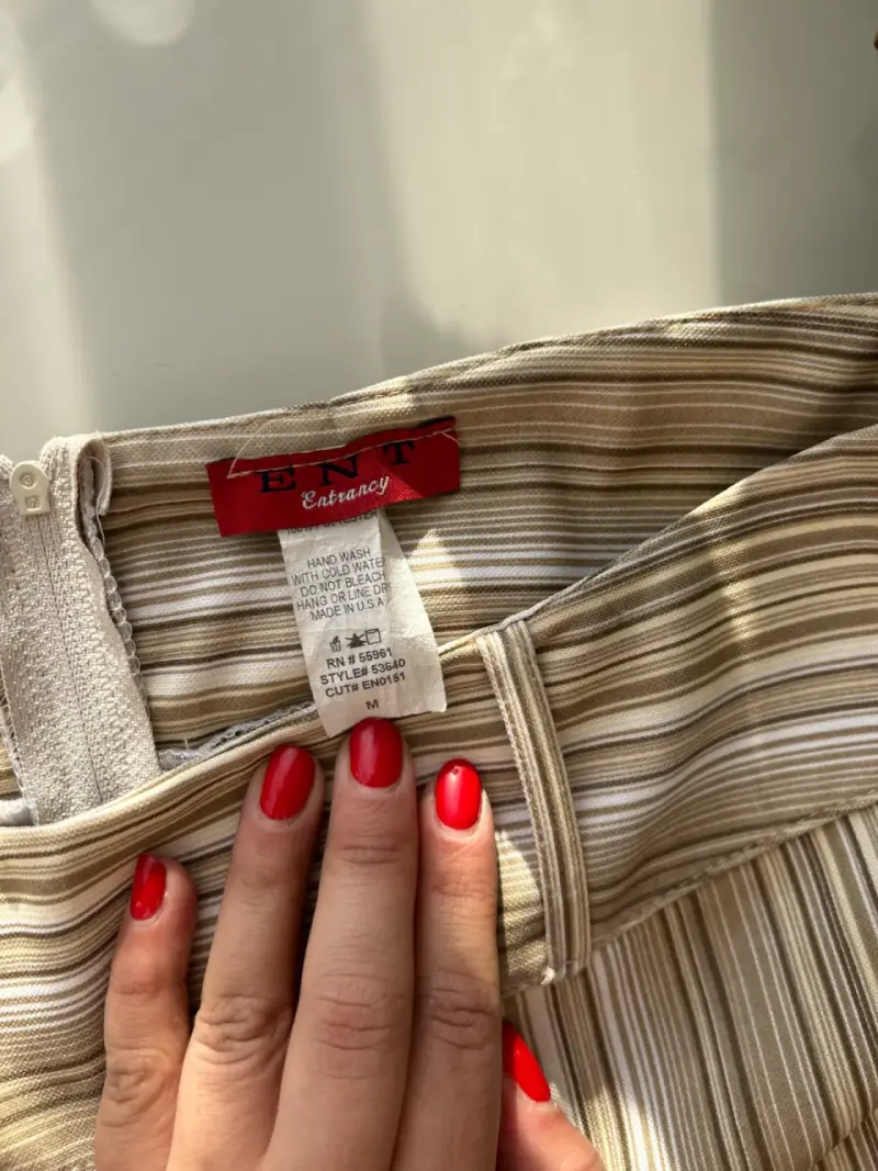 Pantalones a rayas beige de mujer - 5