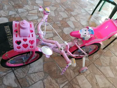 Bicicleta infantil nueva rosa con rueditas aro 16 - miniatura 3