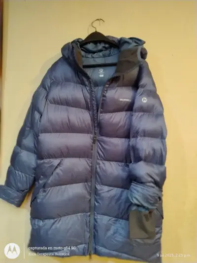 Chaqueta de plumas Merrell azul con capucha - miniatura 1
