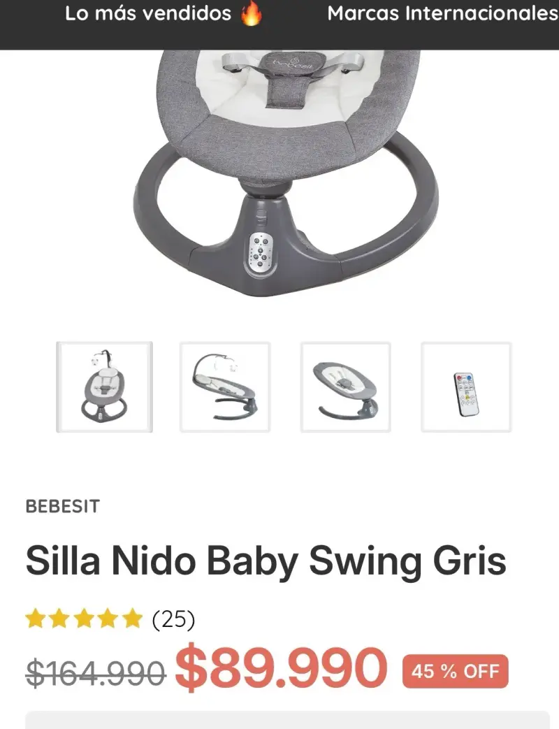 Silla Nido Bebesit Baby Swing Gris - 1