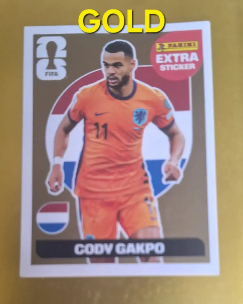 Lámina dorada Panini FIFA 2026 Cody Gakpo