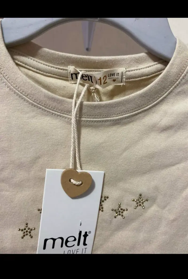 Polera manga larga para niña beige con estrellas - 2