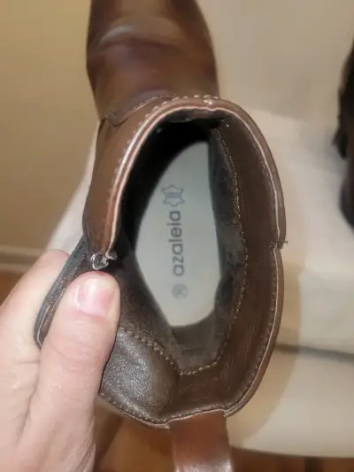 Botines de cuero marrón con tacón - miniatura 2