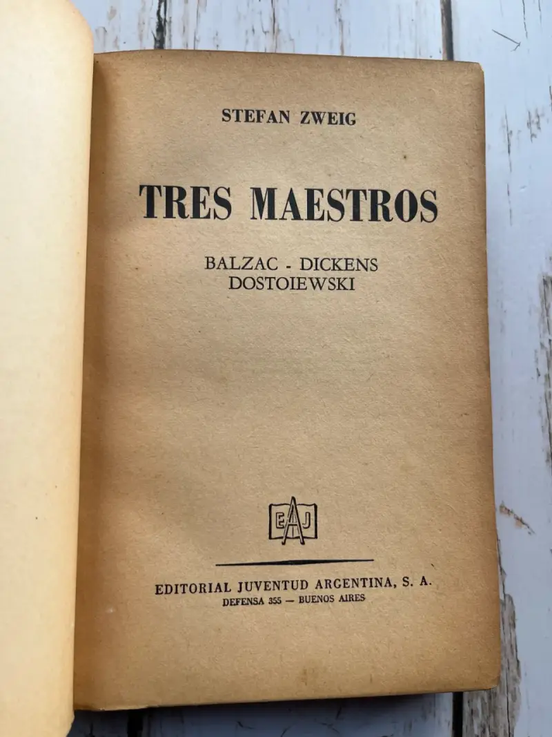 Tres maestros / Stefan Zweig / 1948 / tapa dura - 2