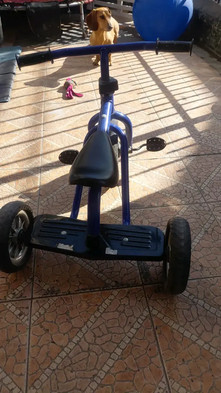 Triciclo infantil azul con pedales - 3
