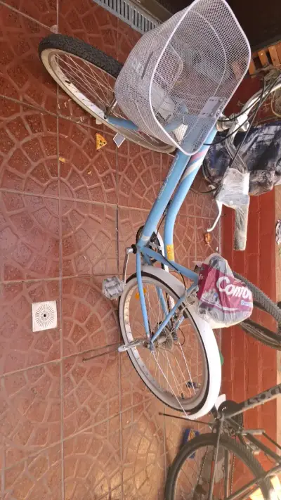 Bicicleta urbana azul con canasto - miniatura 1