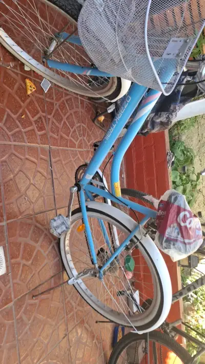 Bicicleta urbana azul con canasto - miniatura 2