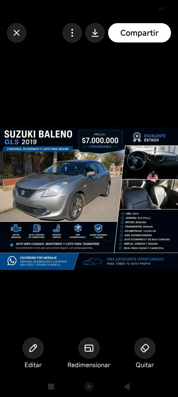 Suzuki Baleno GLS 2019 en excelente estado