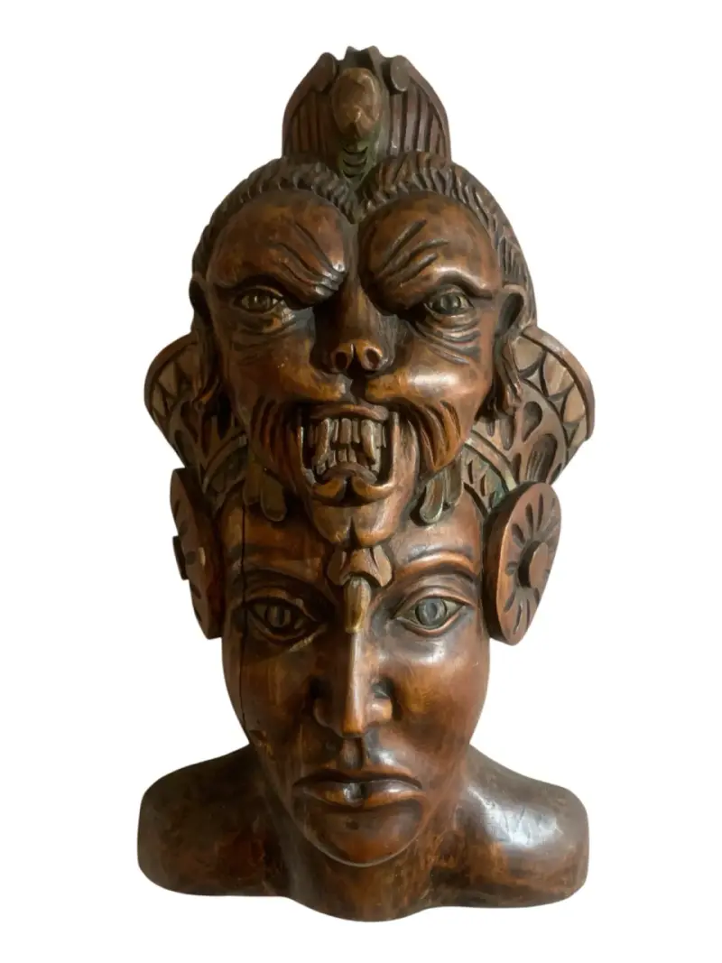 Escultura tallada en madera de estilo tribal - 1