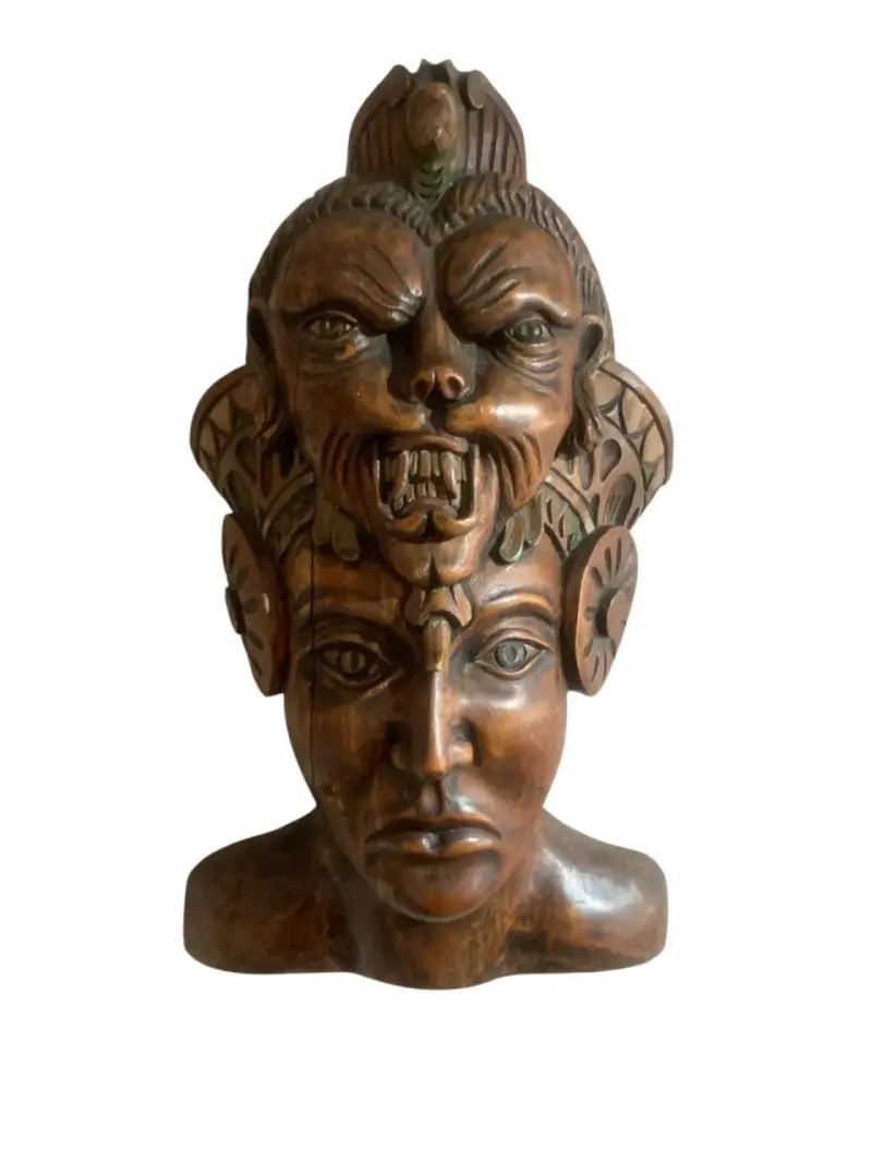 Escultura tallada en madera de estilo tribal - 3