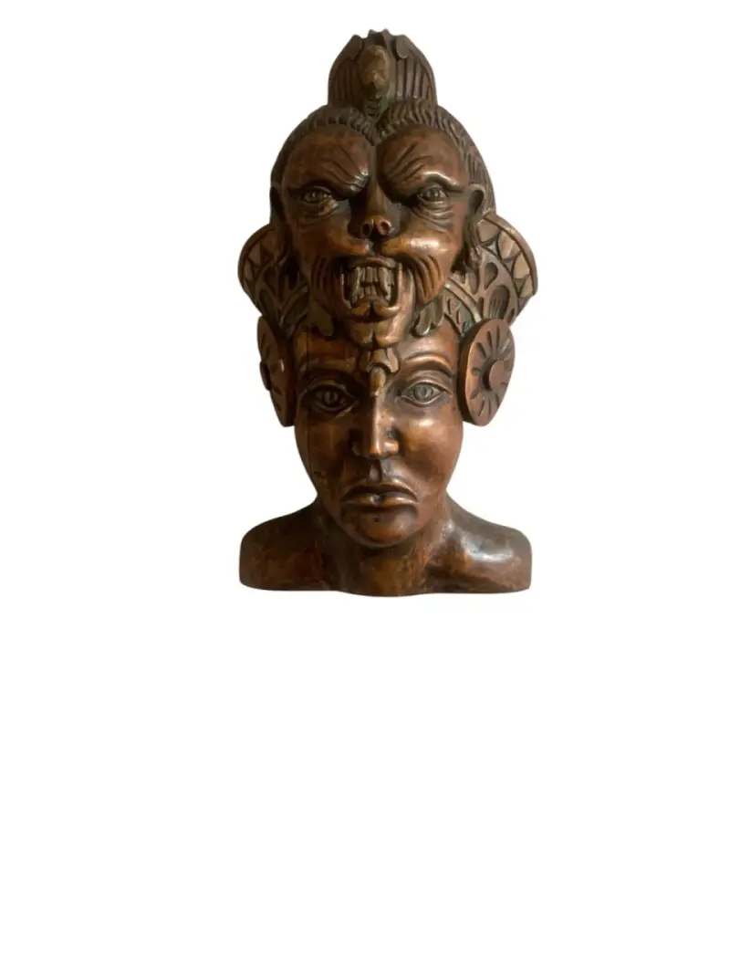 Escultura tallada en madera de estilo tribal - 4