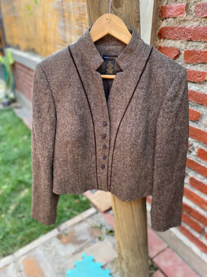 Chaqueta de lana marrón estilo vintage - 1
