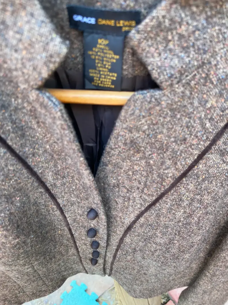 Chaqueta de lana marrón estilo vintage - 3