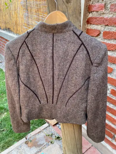 Chaqueta de lana marrón estilo vintage - miniatura 4
